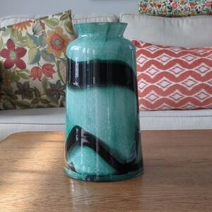 Elegant Green and Black Glass Vase
